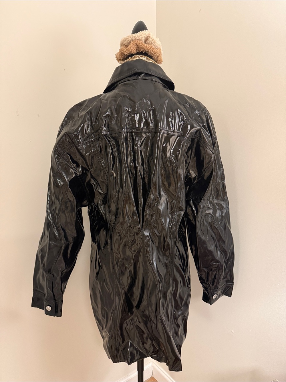 Zara Black Patent Raincoat with Sheen Finish